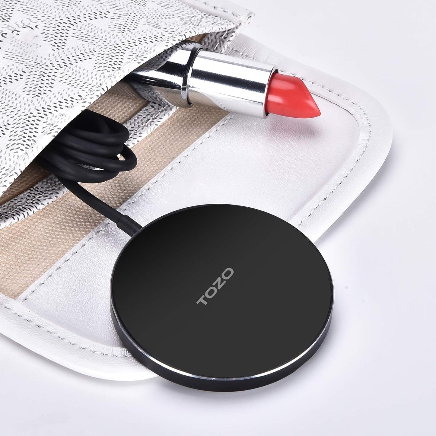 W6 Wireless Charger Compatible for Iphone 13/Mini/Pro/Pro Max Compatible for Iphone 12/Mini/Pro/Pro Max Aviation Aluminum Computer Numerical Control Technology Fast Charging Black NO AC Adapter