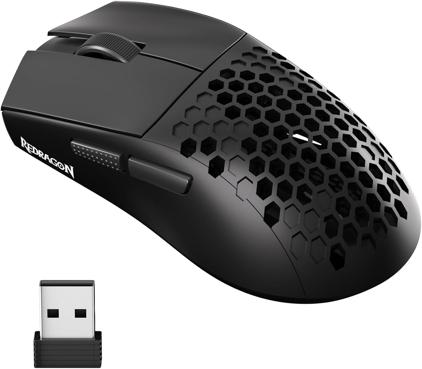 M725 Honeycomb Shell Gaming Mouse Wireless, Ultra Lightweight 49G, 8000 DPI Tri-Mode Bt5.1/2.4Ghz/Type-C Wired Gamer Mouse with 2 Side Buttons, Macro Programmable for Pc/Mac/Laptop, Black