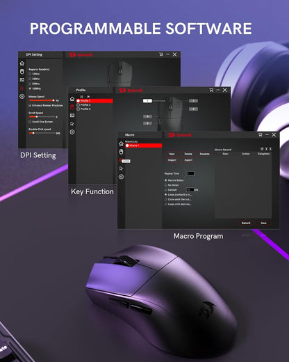 Wireless Gaming Mouse, 54G Lightweight, Tri-Mode 2.4G/USB C Wired/Bluetooth, Black PC Gaming Mice for Computer Laptop Mac Windows, Max 128000 DPI, 1K Polling, 6 Programmable Buttons, M821