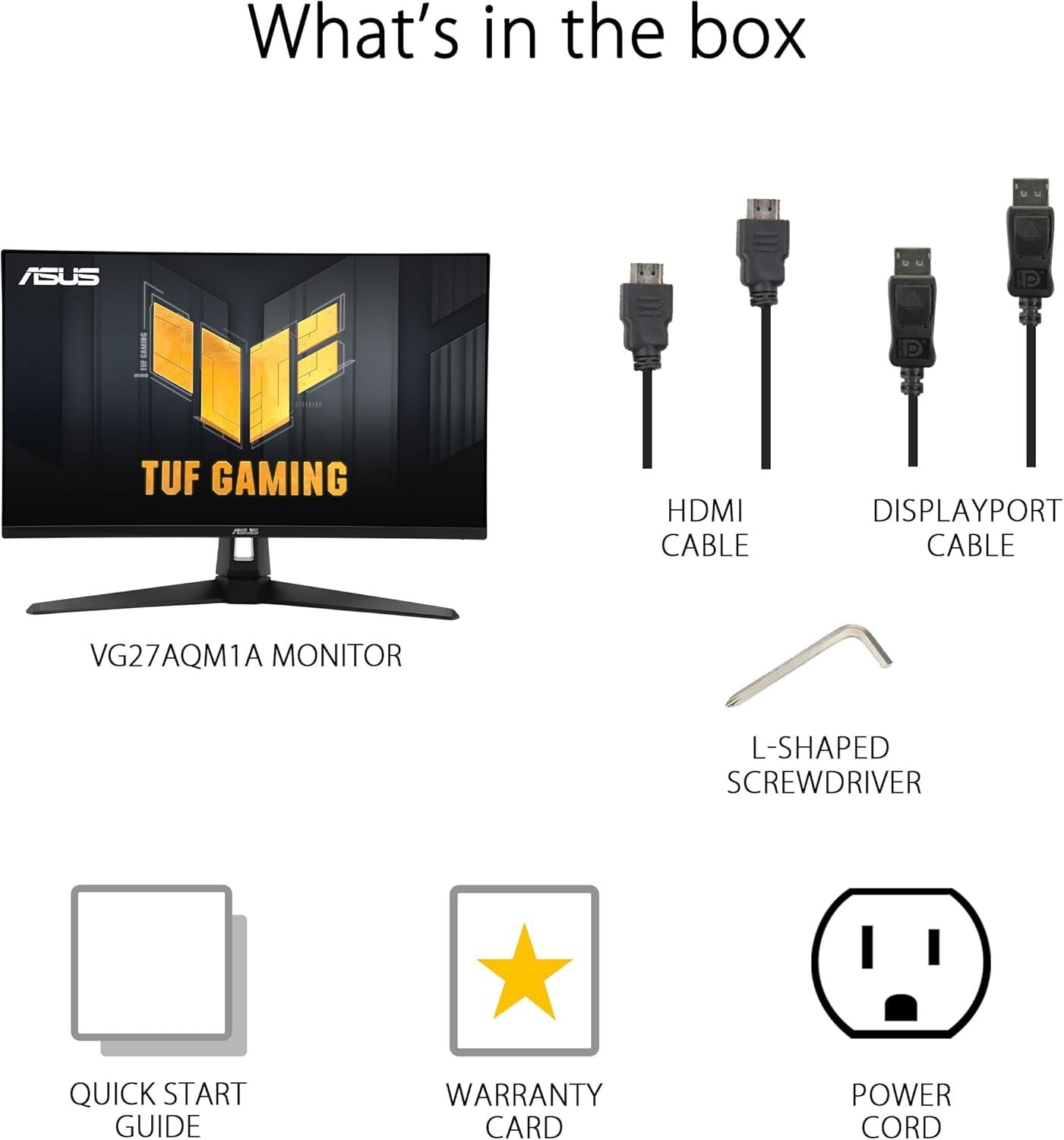 TUF Gaming 27” 1440P Gaming Monitor (VG27AQM1A) - QHD (2560 X 1440), 260Hz, 1Ms, Fast IPS, Extreme Low Motion Blur Sync, Freesync Premium, G-SYNC Compatible, Displayhdr400, 3 Year Warranty