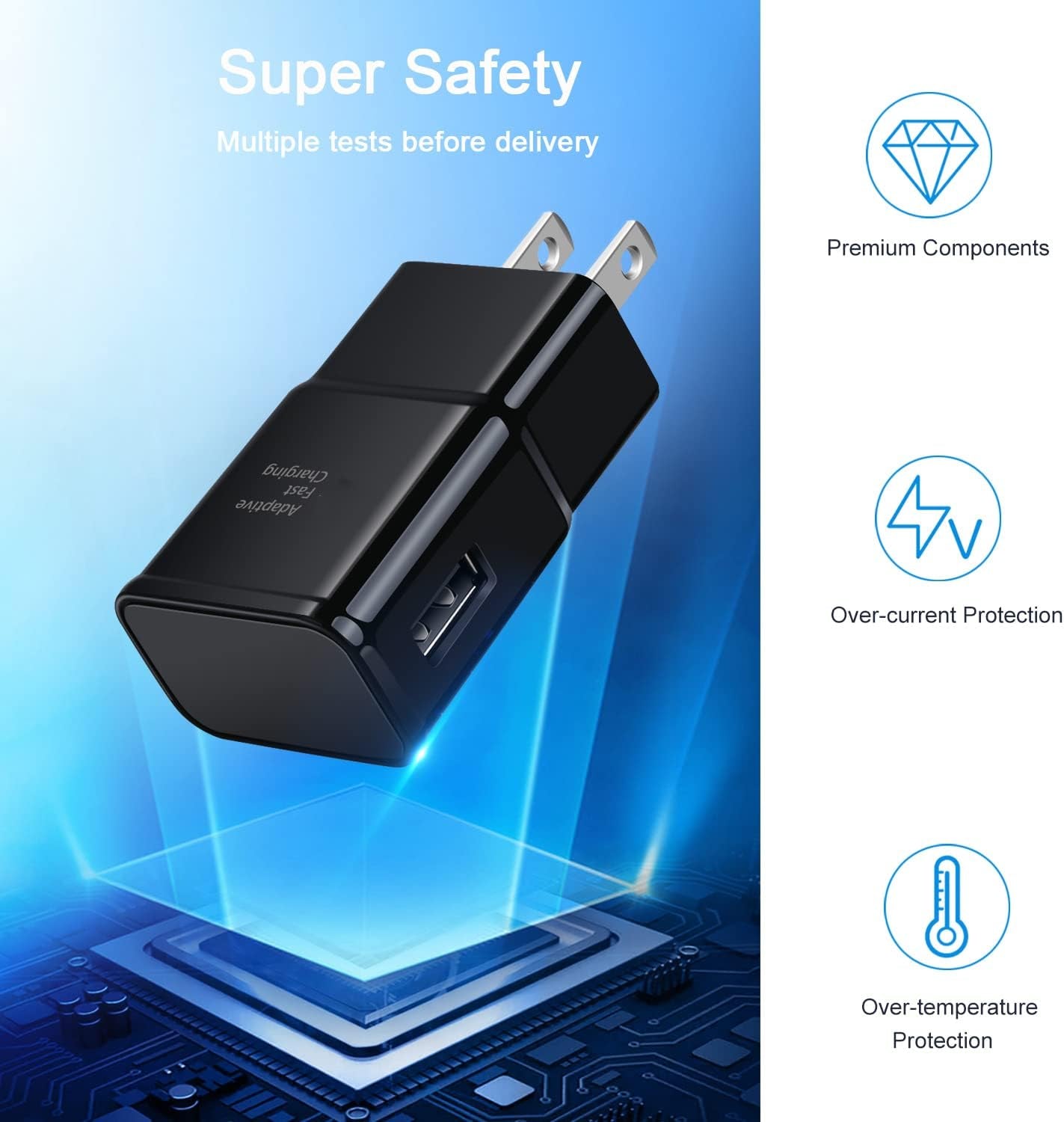 Adaptive Fast Charging USB Wall Charger Kit,  2-Pack Fast Charging Block Android Phone Charger with 6Ft USB Type C Cable for Samsung Galaxy S21/S20/S10+/S10E,Note 10+/20, A14/A53/A05/A16 5G