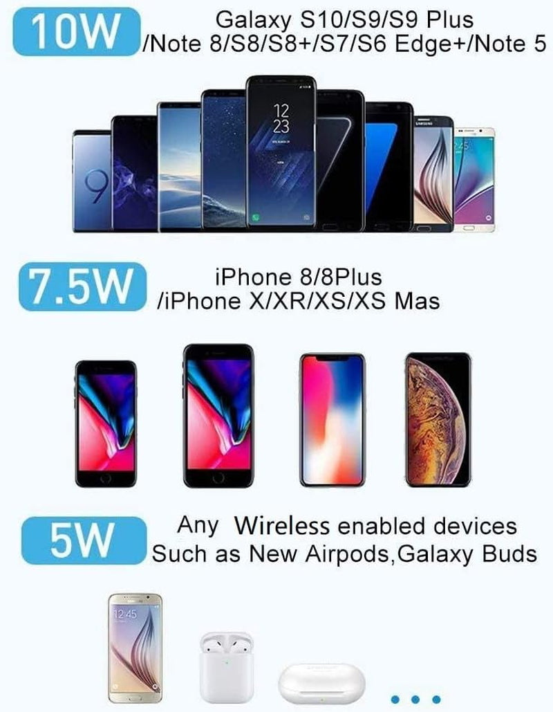 Dual Wireless Charger,  Fast Wireless Charging Pad Compatible for Iphone 13/13 Pro/13 Pro Max/13 Mini/12/11/Xs/8 Plus, Galaxy S21/S20, Note 10, Airpods Pro, Galaxy Buds+(No AC Adapter)