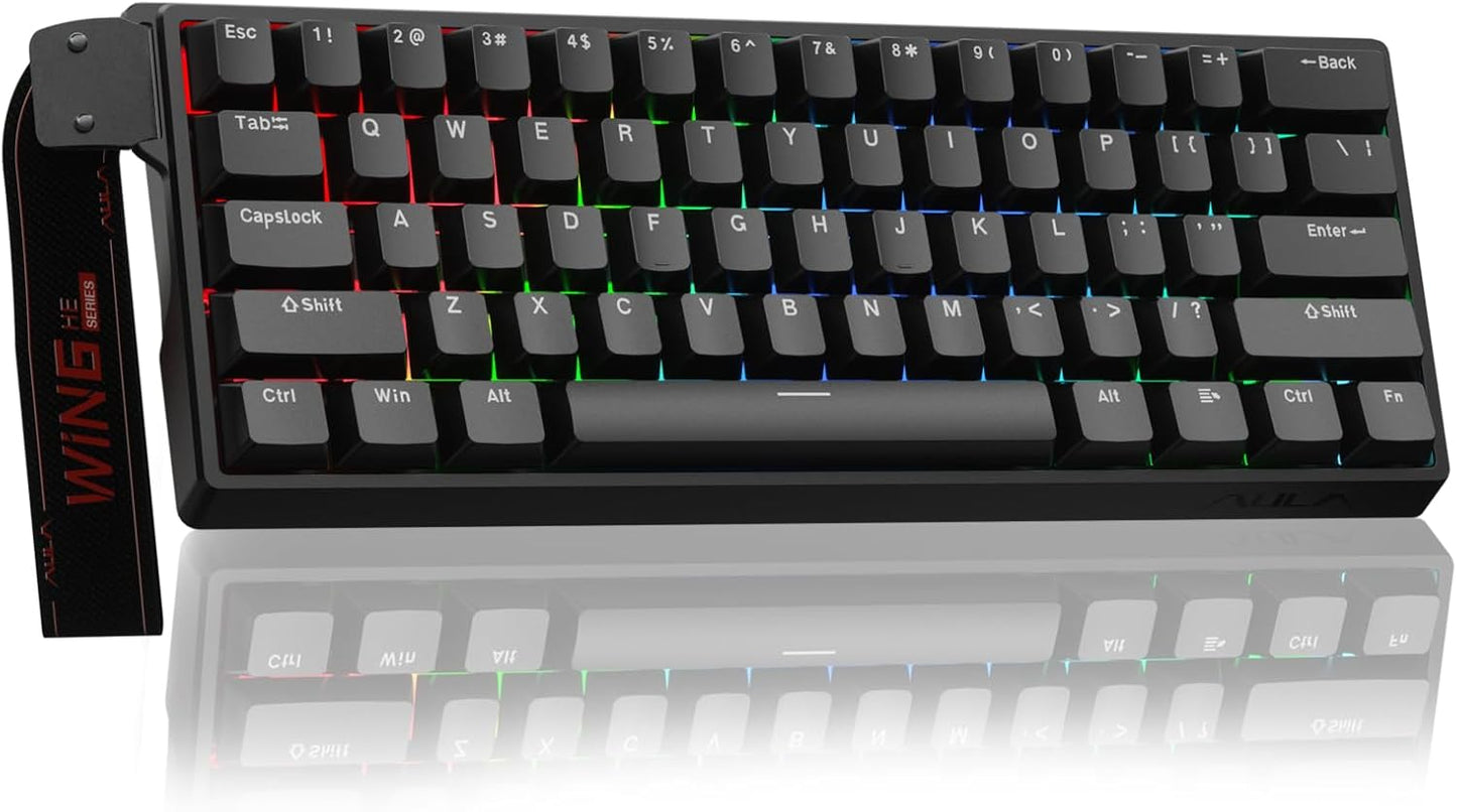 WIN60 HE - 60% Mechanical Gaming Keyboard Wired, Magnetic Switch Hot Swappable, Adjustable Actuation Rapid Trigger Mode, 8000 Hz Polling Rate, RGB Small Keyboard 60 Percent Compact Design for PC