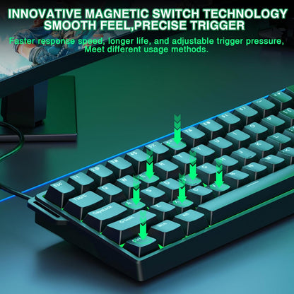 WIN60 HE - 60% Mechanical Gaming Keyboard Wired, Magnetic Switch Hot Swappable, Adjustable Actuation Rapid Trigger Mode, 8000 Hz Polling Rate, RGB Small Keyboard 60 Percent Compact Design for PC