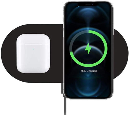 Dual Wireless Charger,  Fast Wireless Charging Pad Compatible for Iphone 13/13 Pro/13 Pro Max/13 Mini/12/11/Xs/8 Plus, Galaxy S21/S20, Note 10, Airpods Pro, Galaxy Buds+(No AC Adapter)
