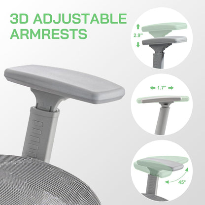 Mesh Ergonomic Office Chair with Footrest,High Back Mesh Gaming Chair with Lumbar Support,Adjustable Headrest and Armrests for Home Office Desk Chair (Modern, Grey)