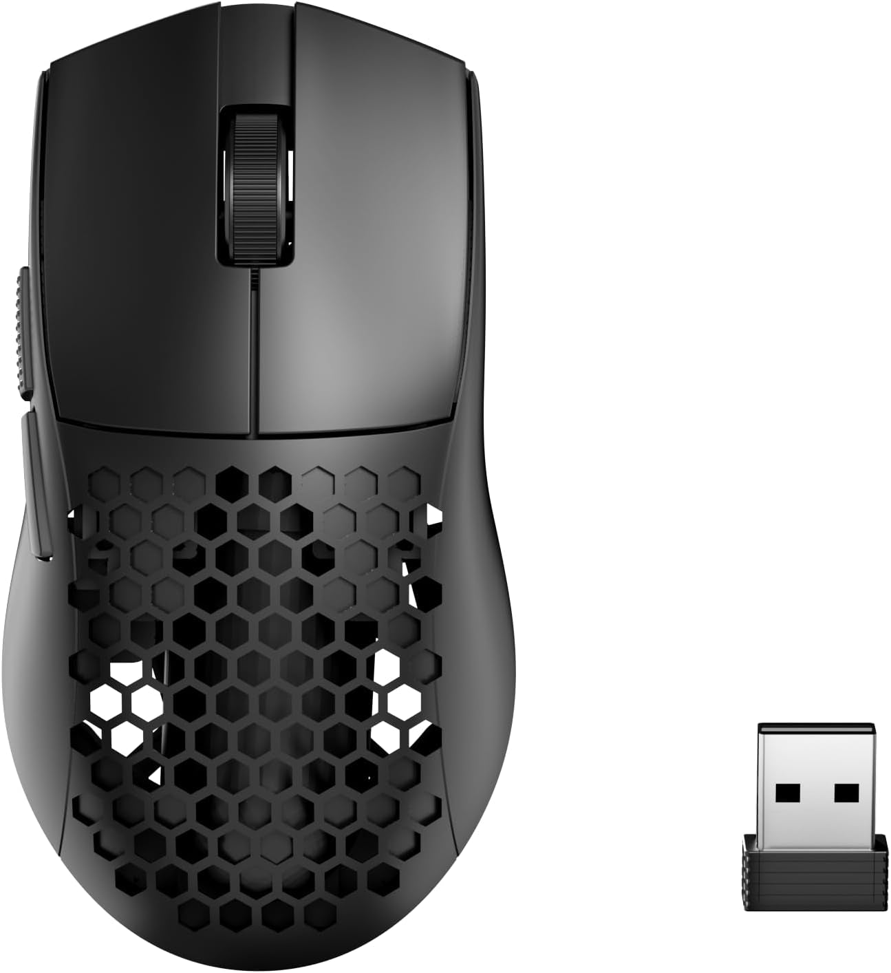 M725 Honeycomb Shell Gaming Mouse Wireless, Ultra Lightweight 49G, 8000 DPI Tri-Mode Bt5.1/2.4Ghz/Type-C Wired Gamer Mouse with 2 Side Buttons, Macro Programmable for Pc/Mac/Laptop, Black