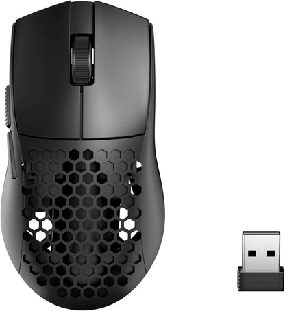 M725 Honeycomb Shell Gaming Mouse Wireless, Ultra Lightweight 49G, 8000 DPI Tri-Mode Bt5.1/2.4Ghz/Type-C Wired Gamer Mouse with 2 Side Buttons, Macro Programmable for Pc/Mac/Laptop, Black