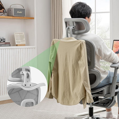 Mesh Ergonomic Office Chair with Footrest,High Back Mesh Gaming Chair with Lumbar Support,Adjustable Headrest and Armrests for Home Office Desk Chair (Modern, Grey)