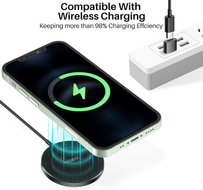 W6 Wireless Charger Compatible for Iphone 13/Mini/Pro/Pro Max Compatible for Iphone 12/Mini/Pro/Pro Max Aviation Aluminum Computer Numerical Control Technology Fast Charging Black NO AC Adapter
