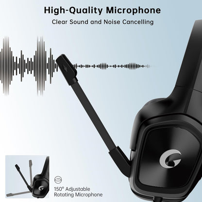 Gaming Headset for Ps5、Ps5Pro、Ps4、Xbox Series X、Xbox Series S/One、Pc Headset with Clear Mic for Work 𝟐𝟎𝟐𝟓 𝐔𝐩𝐠𝐫𝐚𝐝𝐞 PC Gaming Headphones with Mic、3.5Mm Splitter、79In Cable, 207G. Gamer Gifts