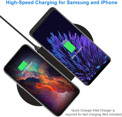 Dual Wireless Charger,  Fast Wireless Charging Pad Compatible for Iphone 13/13 Pro/13 Pro Max/13 Mini/12/11/Xs/8 Plus, Galaxy S21/S20, Note 10, Airpods Pro, Galaxy Buds+(No AC Adapter)