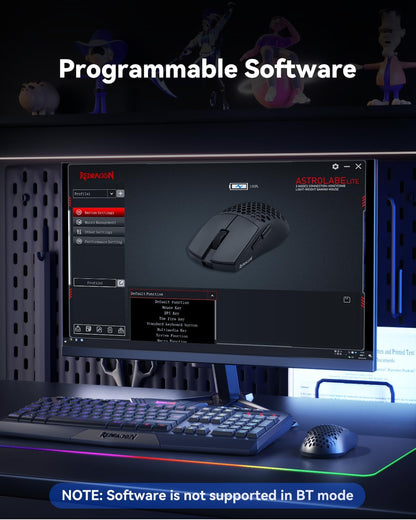 M725 Honeycomb Shell Gaming Mouse Wireless, Ultra Lightweight 49G, 8000 DPI Tri-Mode Bt5.1/2.4Ghz/Type-C Wired Gamer Mouse with 2 Side Buttons, Macro Programmable for Pc/Mac/Laptop, Black