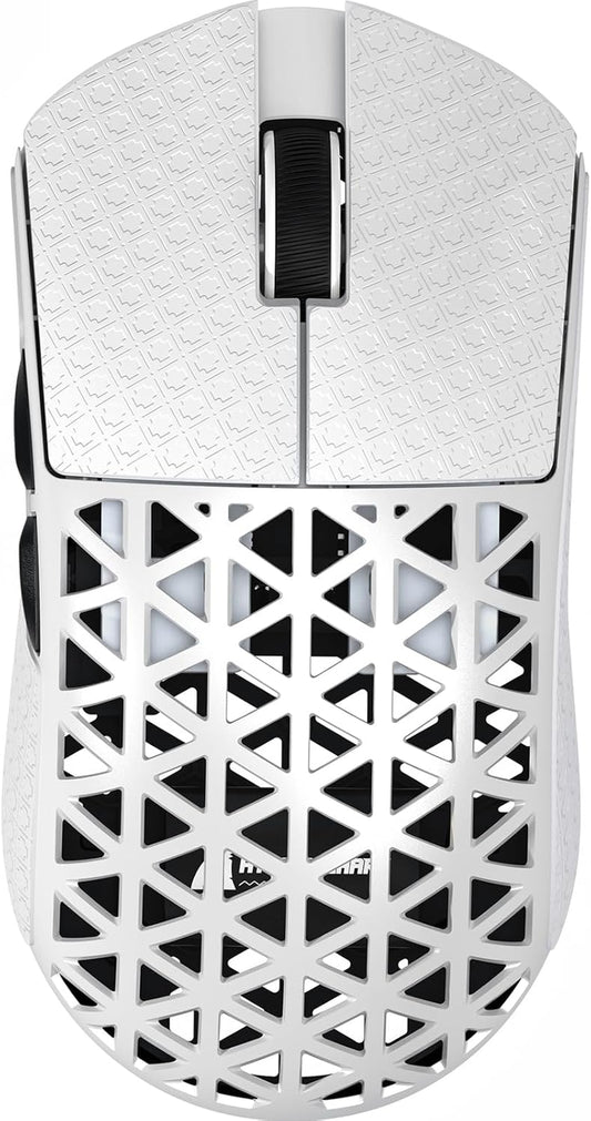 R5Ultra 8K Carbon Fiber Wireless Gaming Mouse with 42,000 DPI -PAW3950 MAX Sensor -Nordic 52840 MCU Chip-39G Ultra-Lightweight -Wired/Bt/2.4Ghz Wireless Programmable Mice Griptape for Pc/Mac(White)