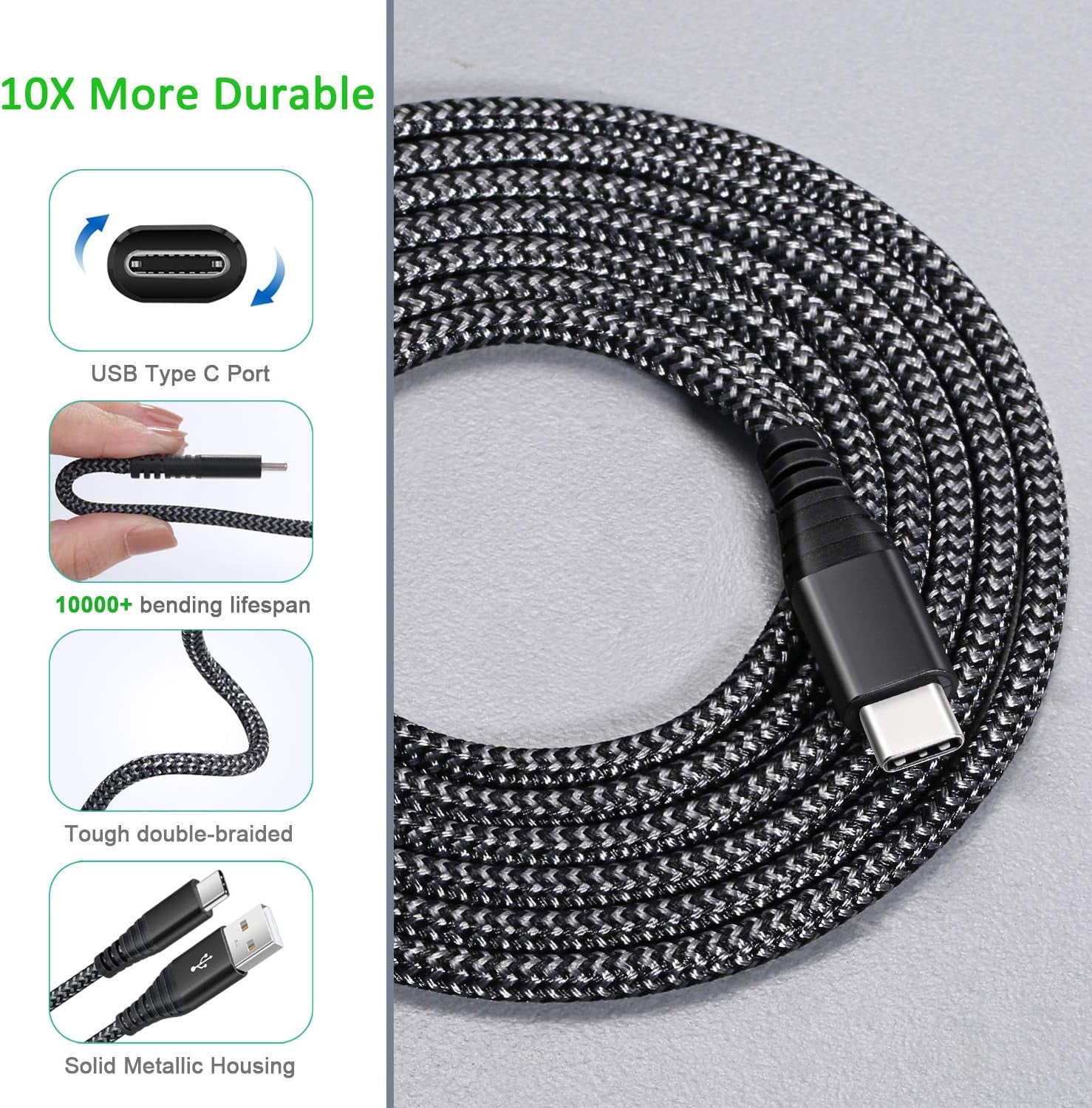 Adaptive Fast Charging USB Wall Charger Kit,  2-Pack Fast Charging Block Android Phone Charger with 6Ft USB Type C Cable for Samsung Galaxy S21/S20/S10+/S10E,Note 10+/20, A14/A53/A05/A16 5G