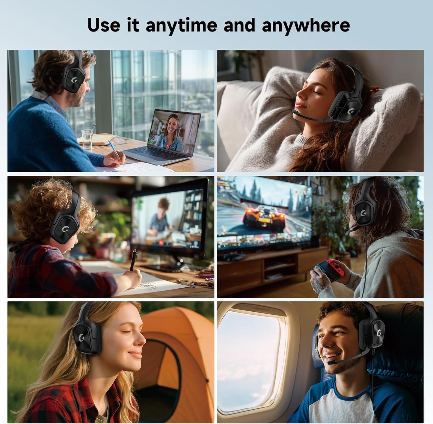 Gaming Headset for Ps5、Ps5Pro、Ps4、Xbox Series X、Xbox Series S/One、Pc Headset with Clear Mic for Work 𝟐𝟎𝟐𝟓 𝐔𝐩𝐠𝐫𝐚𝐝𝐞 PC Gaming Headphones with Mic、3.5Mm Splitter、79In Cable, 207G. Gamer Gifts