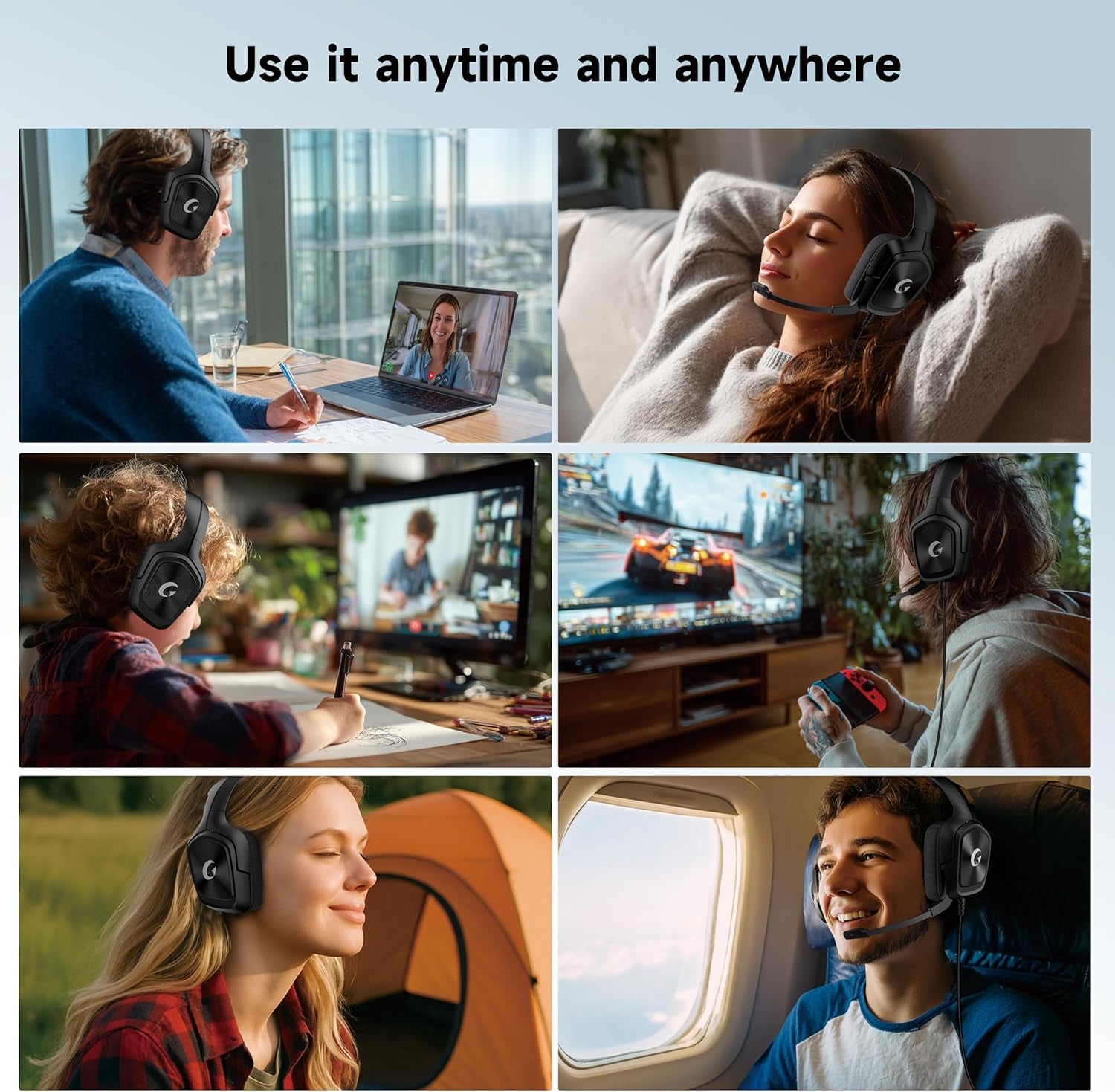 Gaming Headset for Ps5、Ps5Pro、Ps4、Xbox Series X、Xbox Series S/One、Pc Headset with Clear Mic for Work 𝟐𝟎𝟐𝟓 𝐔𝐩𝐠𝐫𝐚𝐝𝐞 PC Gaming Headphones with Mic、3.5Mm Splitter、79In Cable, 207G. Gamer Gifts