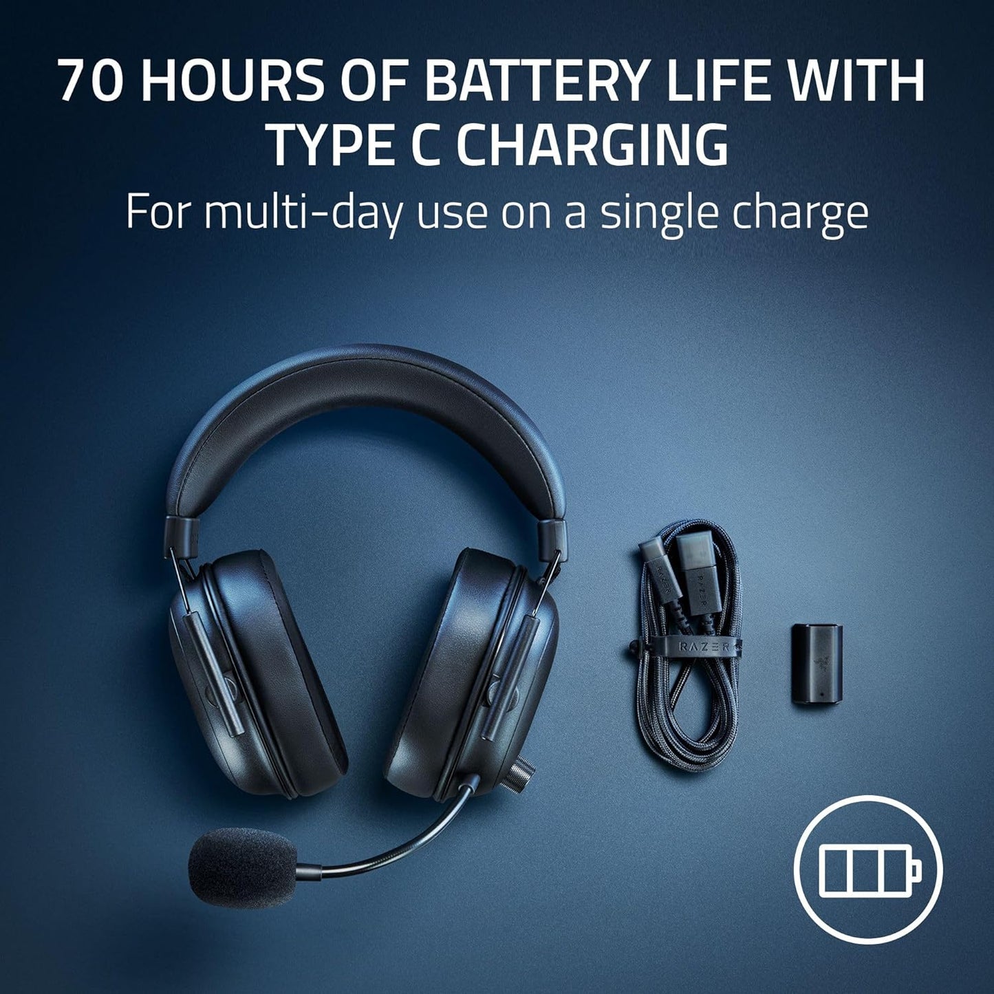 Blackshark V2 Hyperspeed Wireless Gaming Headset: 2.4Ghz, Bluetooth or USB - THX Spatial Audio - Titanium 50Mm Drivers - 70 Hr Battery - for Xbox Series X, Series S, PS5, PC, Switch 2 - Black