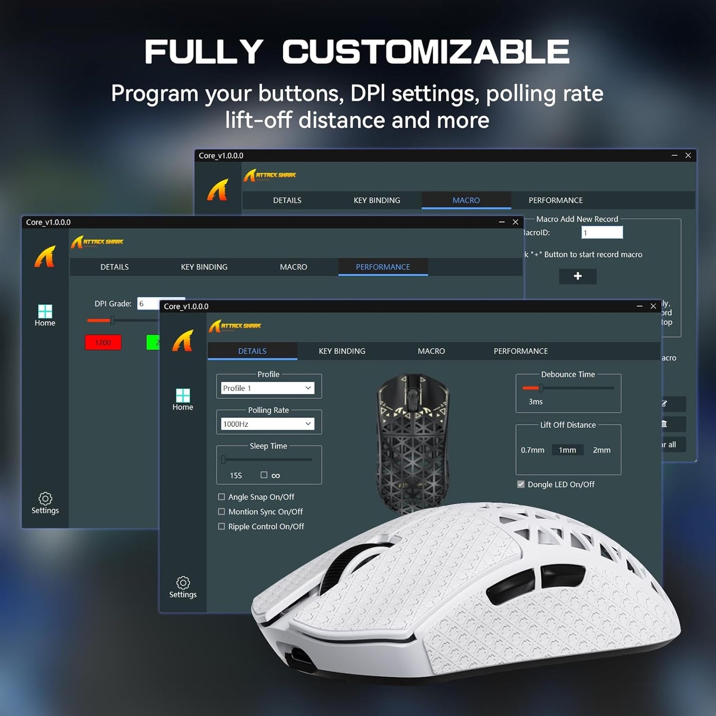 R5Ultra 8K Carbon Fiber Wireless Gaming Mouse with 42,000 DPI -PAW3950 MAX Sensor -Nordic 52840 MCU Chip-39G Ultra-Lightweight -Wired/Bt/2.4Ghz Wireless Programmable Mice Griptape for Pc/Mac(White)