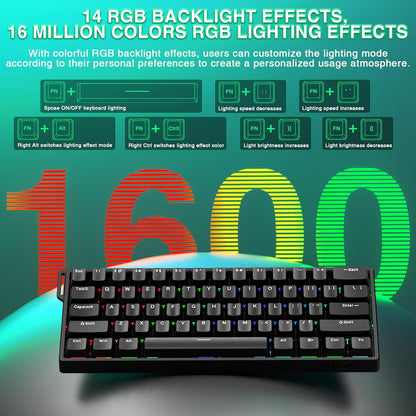 WIN60 HE - 60% Mechanical Gaming Keyboard Wired, Magnetic Switch Hot Swappable, Adjustable Actuation Rapid Trigger Mode, 8000 Hz Polling Rate, RGB Small Keyboard 60 Percent Compact Design for PC