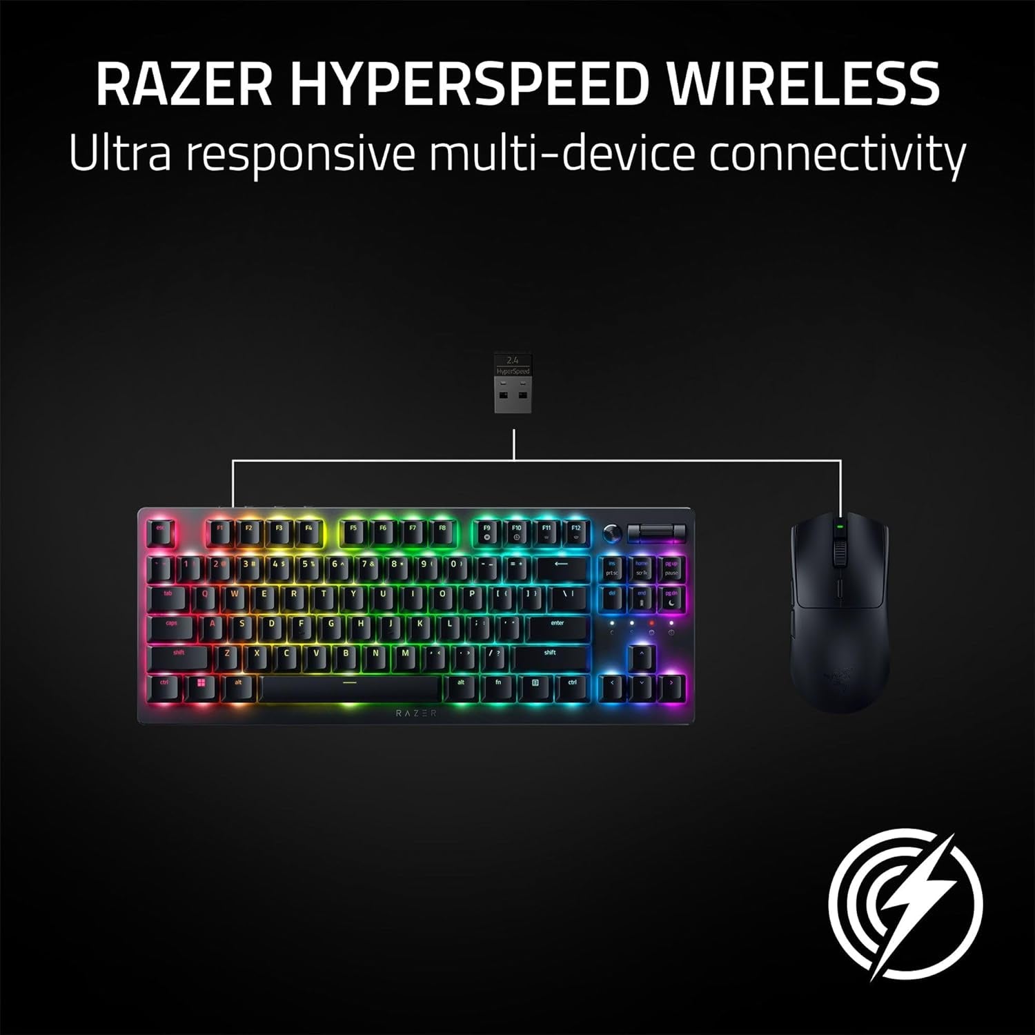 Viper V3 Hyperspeed Wireless Esports Gaming Mouse: 82G Lightweight - up to 280 Hr Battery - 30K DPI Optical Sensor - Gen-2 Mechanical Switches - 8 Programmable Controls - Classic Black