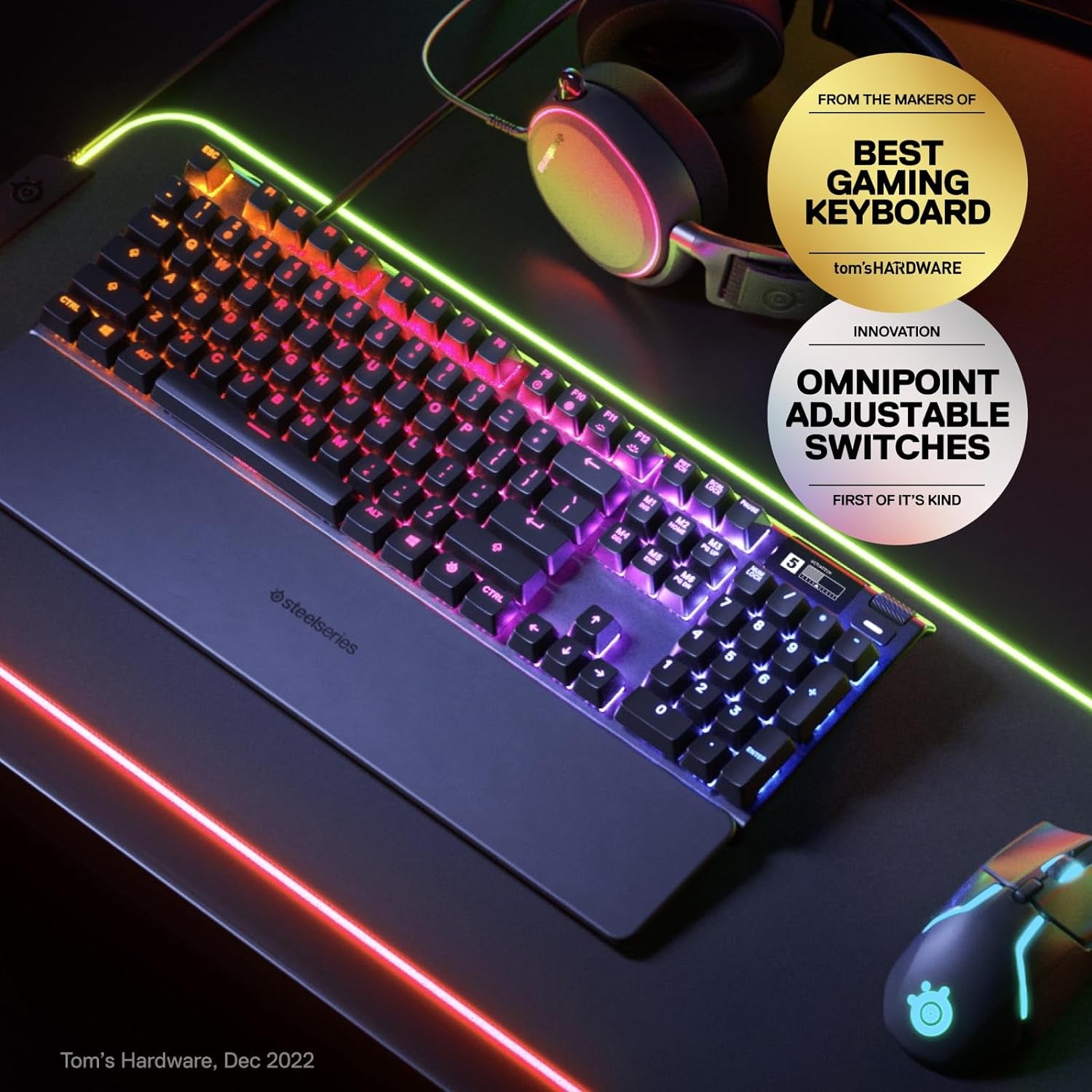 Apex Pro Hypermagnetic Gaming Keyboard — Adjustable Actuation — OLED Screen — RGB – USB Passthrough​