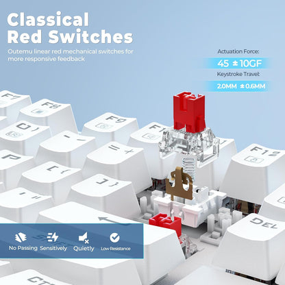 K552 Mechanical Gaming Keyboard 60% Compact 87 Key Kumara Wired Cherry MX Blue Switches Equivalent for Windows PC Gamers (RGB Backlit White)