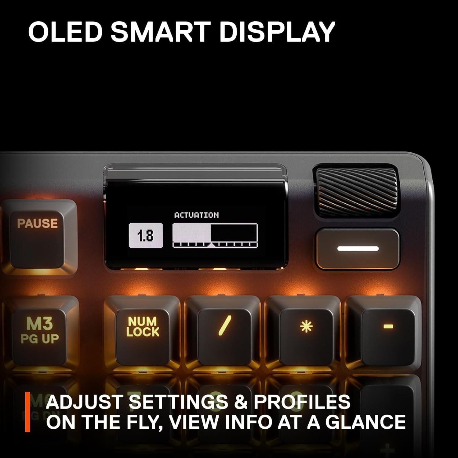 Apex Pro Hypermagnetic Gaming Keyboard — Adjustable Actuation — OLED Screen — RGB – USB Passthrough​