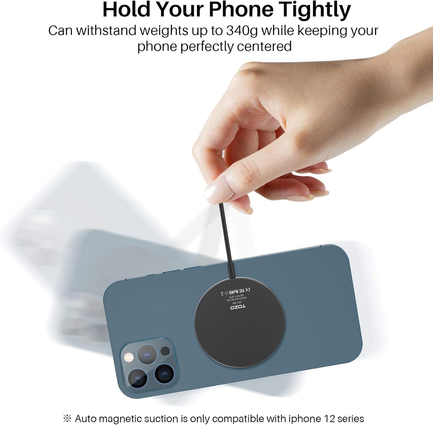 W6 Wireless Charger Compatible for Iphone 13/Mini/Pro/Pro Max Compatible for Iphone 12/Mini/Pro/Pro Max Aviation Aluminum Computer Numerical Control Technology Fast Charging Black NO AC Adapter