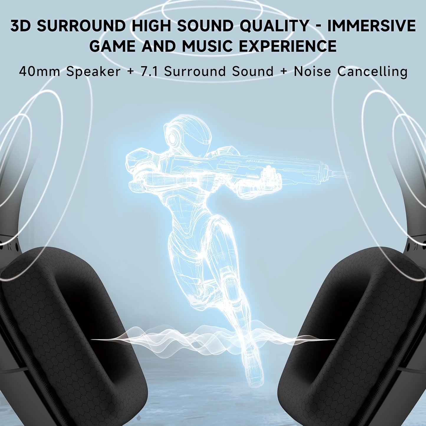 Gaming Headset for Ps5、Ps5Pro、Ps4、Xbox Series X、Xbox Series S/One、Pc Headset with Clear Mic for Work 𝟐𝟎𝟐𝟓 𝐔𝐩𝐠𝐫𝐚𝐝𝐞 PC Gaming Headphones with Mic、3.5Mm Splitter、79In Cable, 207G. Gamer Gifts